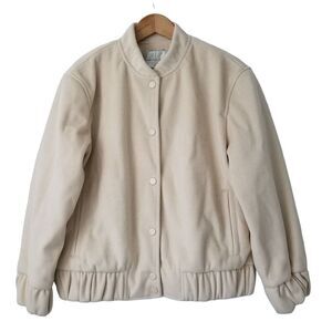 Endless Rose Oversized Felt Varsity Jacket Womens M Cream Wool Blend NWOT $170